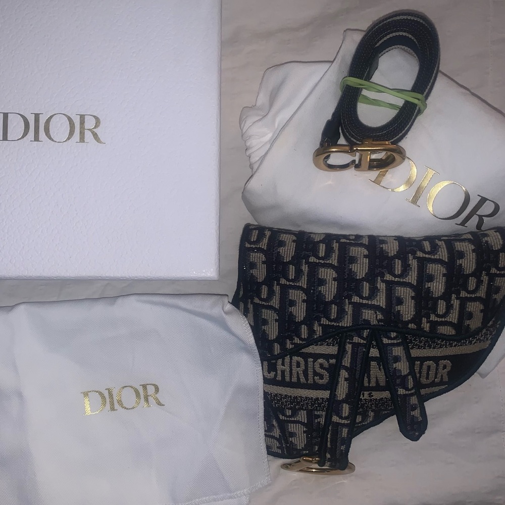 Dior blue saddle canvas  belt bag - Picture 3 of 9